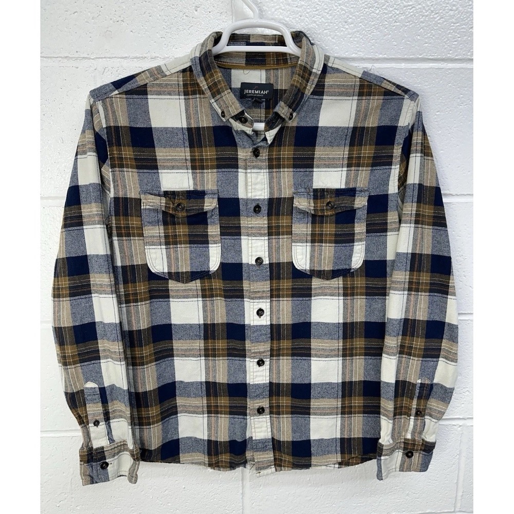 JEREMIAH Flannel Shirt Long Sleeve Brown Multi Color Plaid / Large
